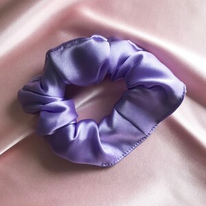 Lilac Purple Real Mulberry Silk Satin Astrid Scrunchie- Sewn in the UK