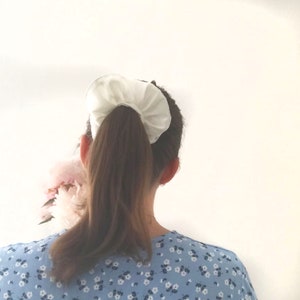 Ivory Real Silk Large Super Scrunchie- Sewn in the UK