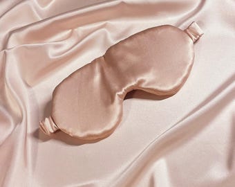 Large Mulberry Silk Eye Mask 19 Momme Oyster Pink- Sleep Accessory Sewn in the UK