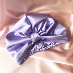 Lilac Real Mulberry Silk Sleep Cap- Fully Lined and Sewn in the UK