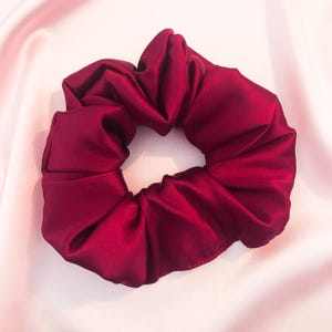 Burgundy Real Silk Large Super Scrunchie- Sewn in the UK