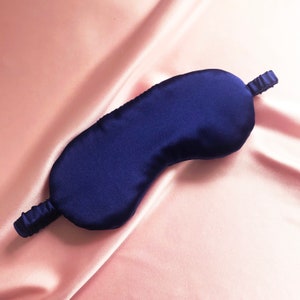 Navy Blue Luxury Real Silk Eye Mask image 3