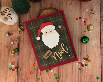 Handgemachte Weihnachtskarte Weihnachtsmann Grußkarte Französisch
