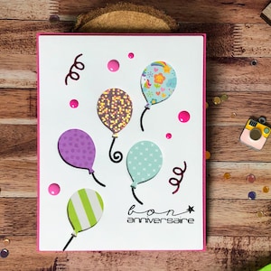 carte joyeux anniversaire ballons faite mains