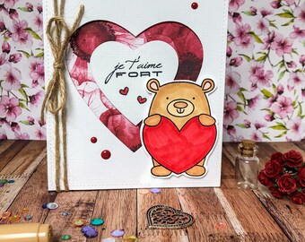 carte amitiés amour je t'aime carte scrapbooking faite mains saint-valentin