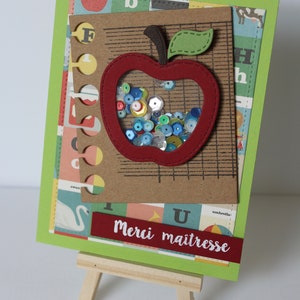 carte merci maîtresse carte maîtresse école carte à secouer carte pomme carte année scolaire carte faite mains