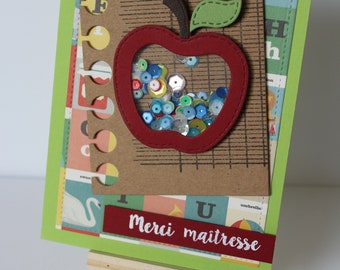 carte merci maîtresse carte maîtresse école carte à secouer carte pomme carte année scolaire carte faite mains