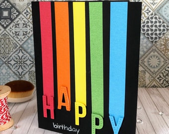 cartão de aniversário feito à mão cartão de feliz aniversário pintura em cores