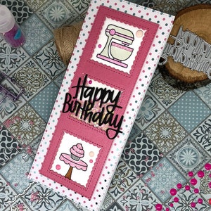 Carte Joyeux anniversaire carte rose gâteaux