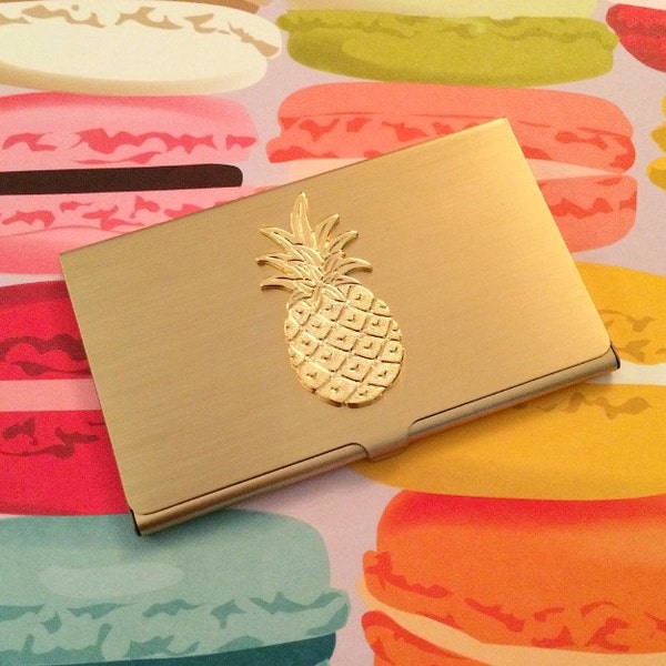 Gold Pineapple Business Card Holder // Chic Pineapple Office Supplies // Graduation Gift