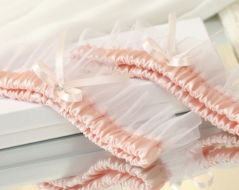 blush pink tulle garter set with swarovski crystals, garter set, blush pink tulle bridal garter set, blush pink tulle wedding garter set