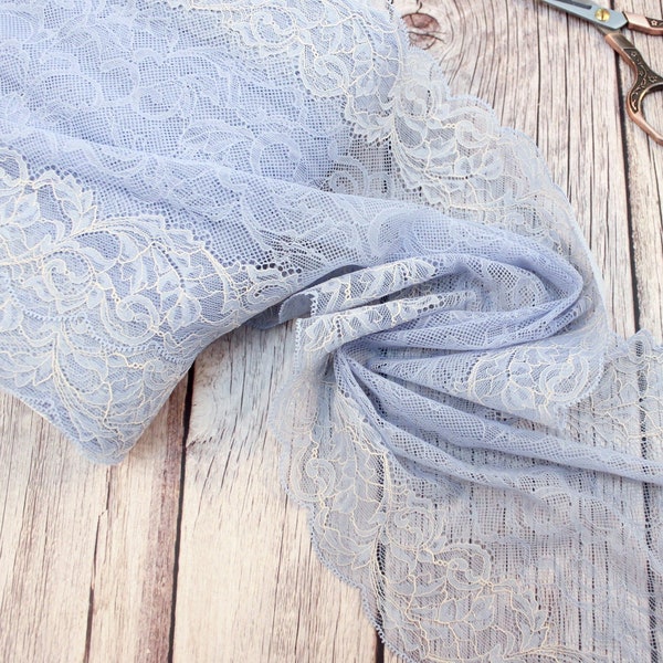 2 meters light blue lace trim wide 21cm embroidery stretch embroidered lace trimming light blue