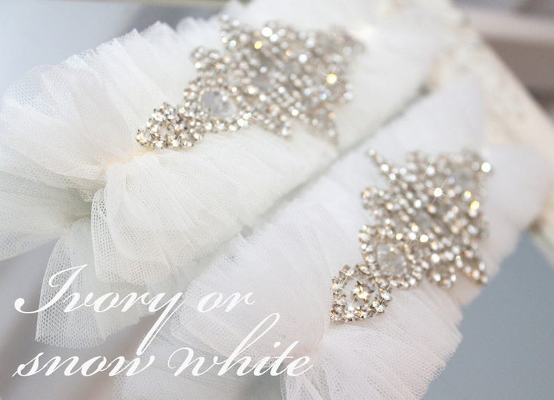 white plus size garter white wedding garter white bling garter white tulle garter white garter crystal garter gatsby style garter