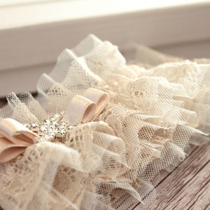 blush garter, blush wedding garter, blush bridal garter, blush tulle garter, blush keepsake garter, blush plus size garter zdjęcie 3