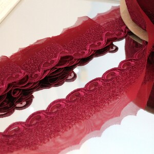 3 meters lace trim wide 6cm embroidery non stretch embroidered lace trimming dark red cherry burgundy