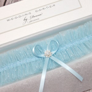 blue tulle garter, something blue for bride, something blue garter, blue wedding garter, blue garter, blue bridal garter, light blue garter