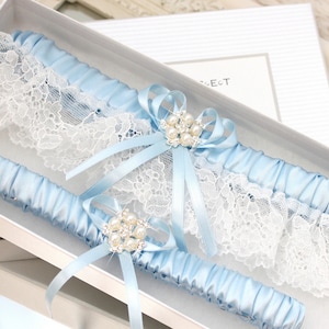 blue wedding garter set, blue lace garter set, something blue garter set, something blue for bride, bridal garter set, garters set