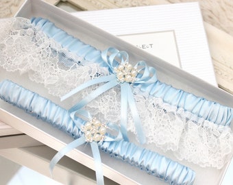 blue wedding garter set, blue lace garter set, something blue garter set, something blue for bride, bridal garter set, garters set