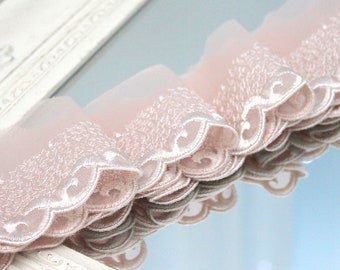 The Place For Lace Pale Baby Pink Rose Stretch Lace Trim 3"/7.5cm TOP SELLER The Place For Lace Pale Baby Pink Rose Stretch Lace Trim 3"/7.5cm TOP SELLER