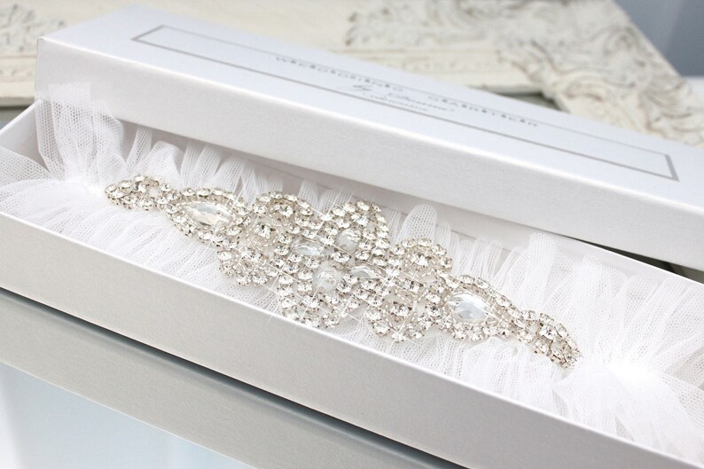 white plus size garter white wedding garter white bling garter white tulle garter white garter crystal garter gatsby style garter