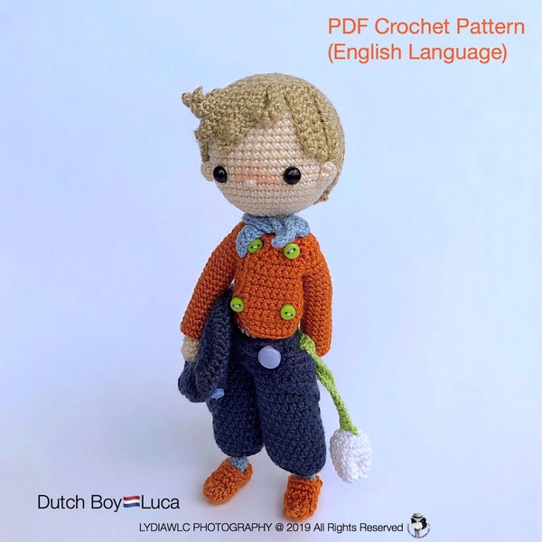 English: Crochet Doll Pattern-Luca (Dutch Boy)