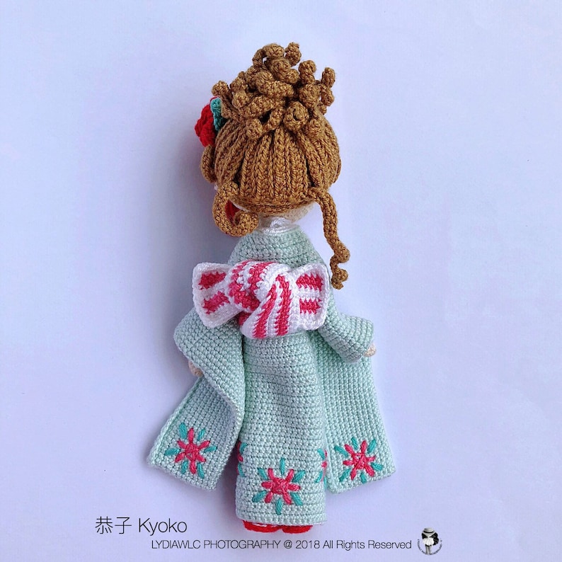 English: Crochet Doll Pattern-Kyoko 恭子 Kimono Baby image 9