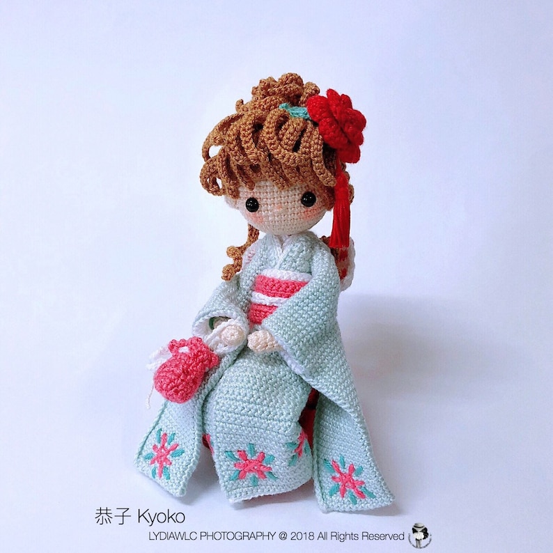 English: Crochet Doll Pattern-Kyoko 恭子 Kimono Baby image 8