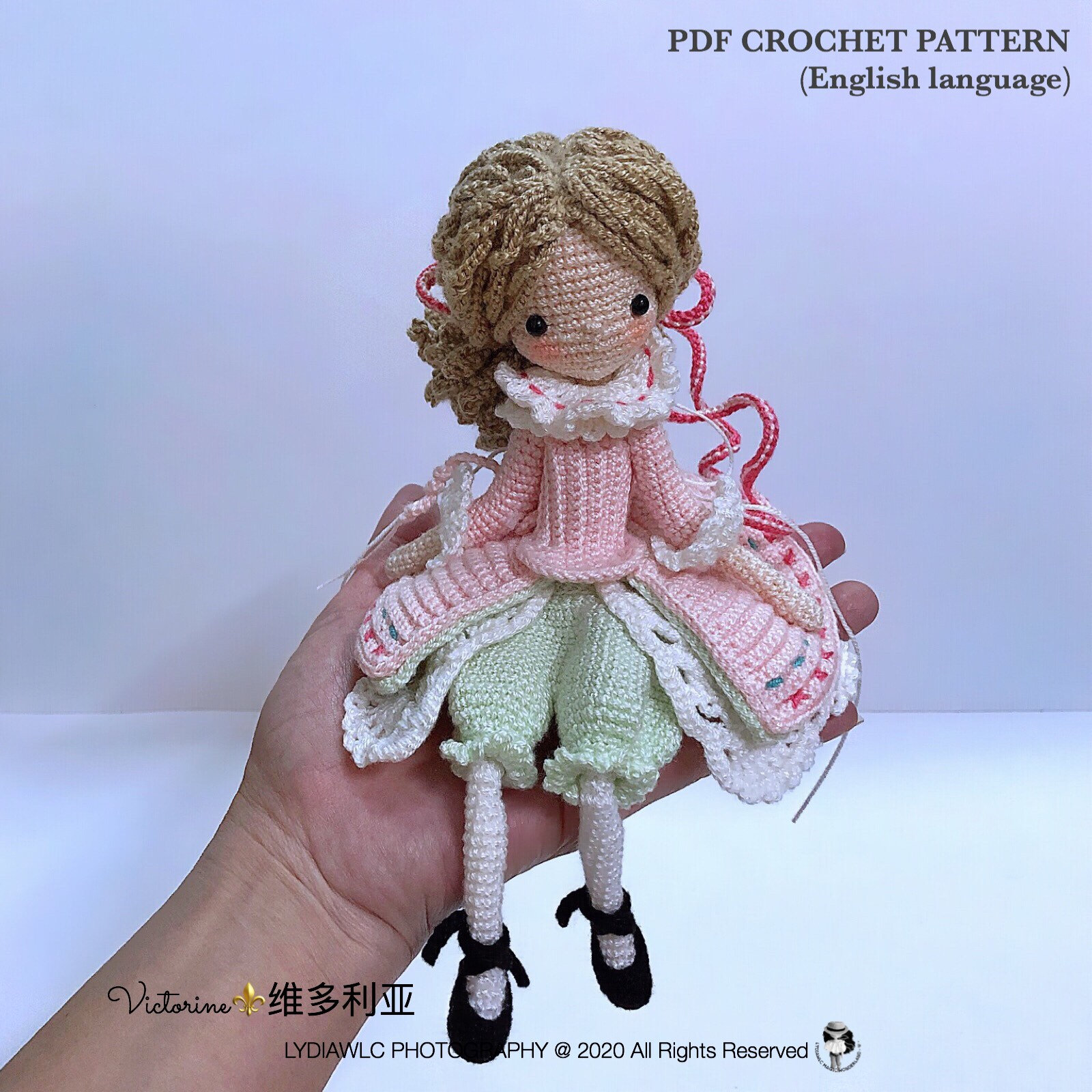 English: Crochet Doll Pattern-Victorine