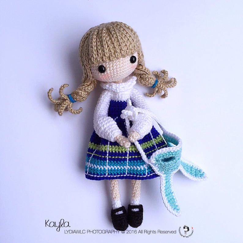 English: Crochet Doll Pattern-Kayla 凯拉. Little Girl with Rabbit Mask image 4