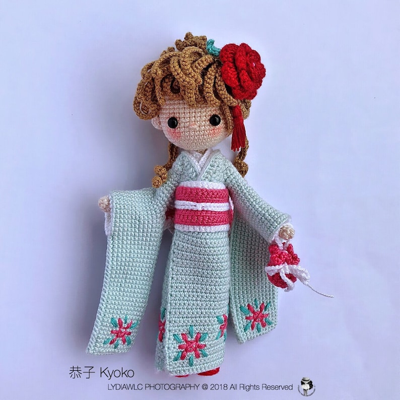 English: Crochet Doll Pattern-Kyoko 恭子 Kimono Baby image 7