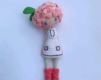 English: Crochet Doll Pattern-Flower Girl, Hydrangea