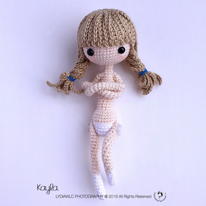 English: Crochet Doll Pattern-Kayla 凯拉. Little Girl with Rabbit Mask image 2