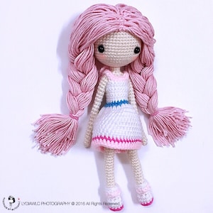 English: Crochet Doll Pattern-Mermaid-Ava艾娃. A crochet doll with 2 look, mermaid or little girl image 2