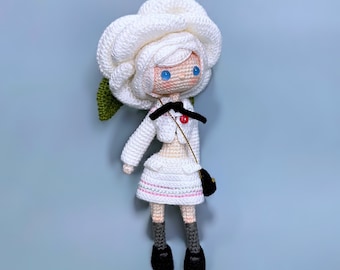 English: Crochet Doll Pattern-Flower Girl, Camellia