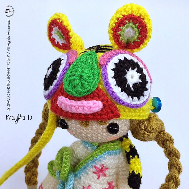 English: Crochet Doll Pattern-Kayla D 凯拉 D Tiget Hat Girl image 2