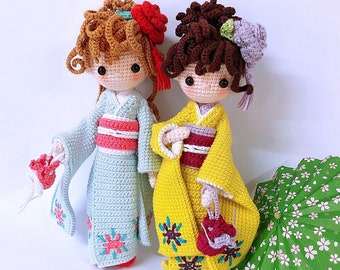 English: Crochet Doll Pattern-Kyoko 恭子 (Kimono Baby)