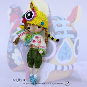 English: Crochet Doll Pattern-Kayla D 凯拉 D Tiget Hat Girl image 4