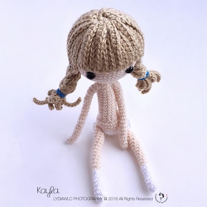 English: Crochet Doll Pattern-Kayla 凯拉. Little Girl with Rabbit Mask image 5