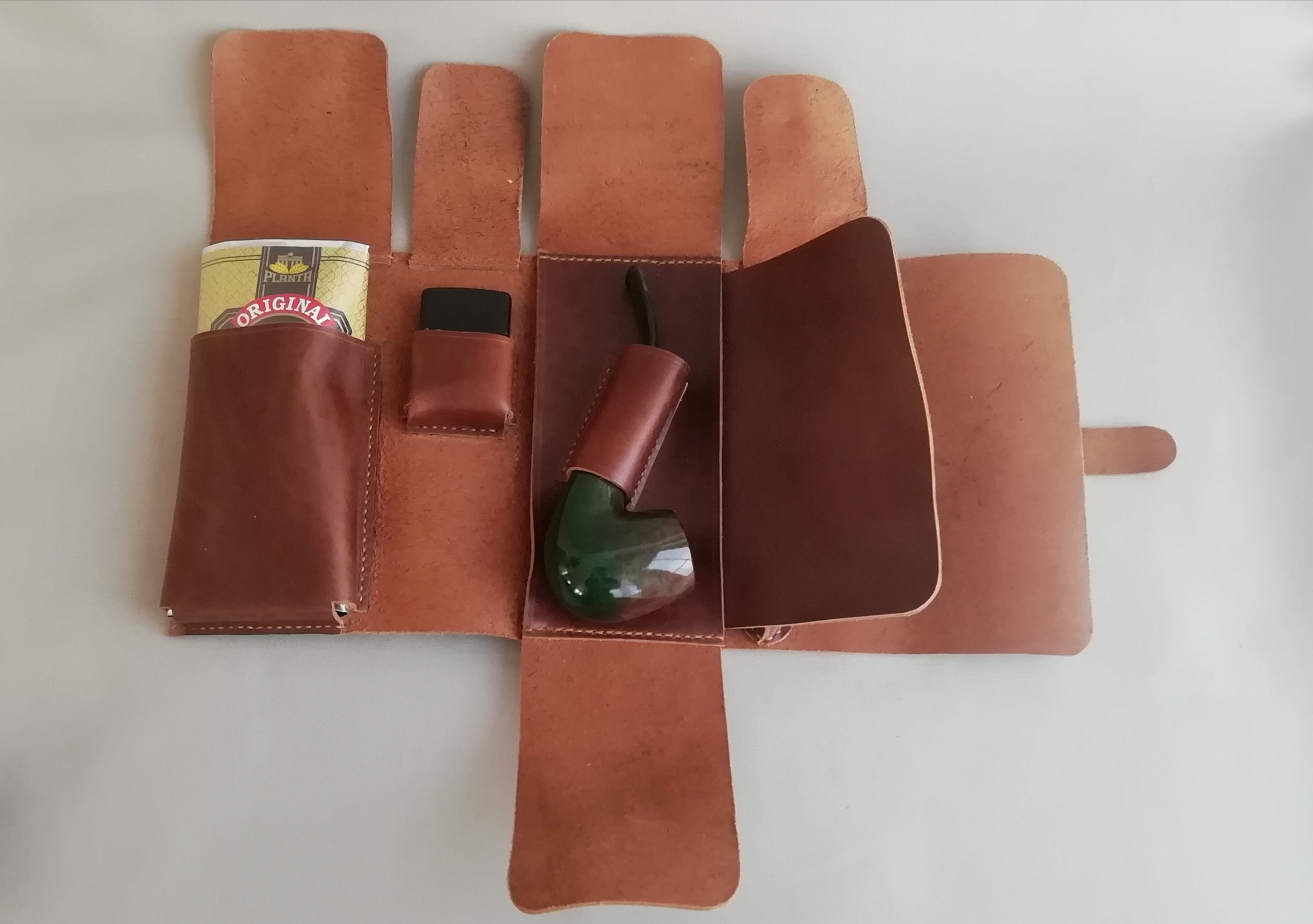 Pipe and Tobacco Travel Leather Roll, Pipe Bag, Pipe Case, Pipe Holster