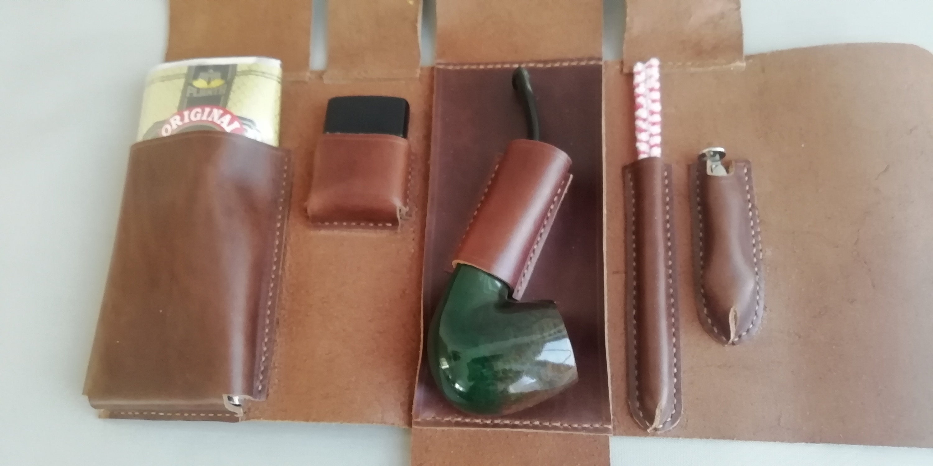 Pipe and Tobacco Travel Leather Roll, Pipe Bag, Pipe Case, Pipe Holster