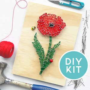 Serene Poppy - String Art Craft Kit - Letterbox Gift - Art Therapy - DIY - Flower Collection - For Adults and Children 12+ - Remembrance Day