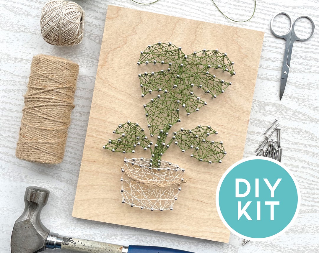 DIY String Art Kit, Large Wooden Abstract Geometric Wall Decor
