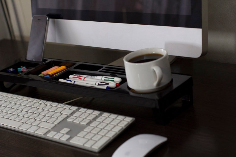 Black Wood Desk Organizer Desk Accessories Office & Home Etsy