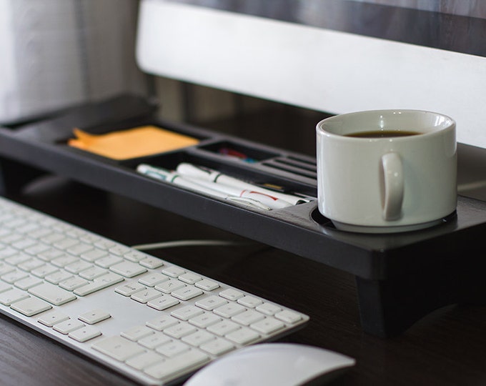 Black Wood Desk Organizer Desk Accessories Office & Home Etsy