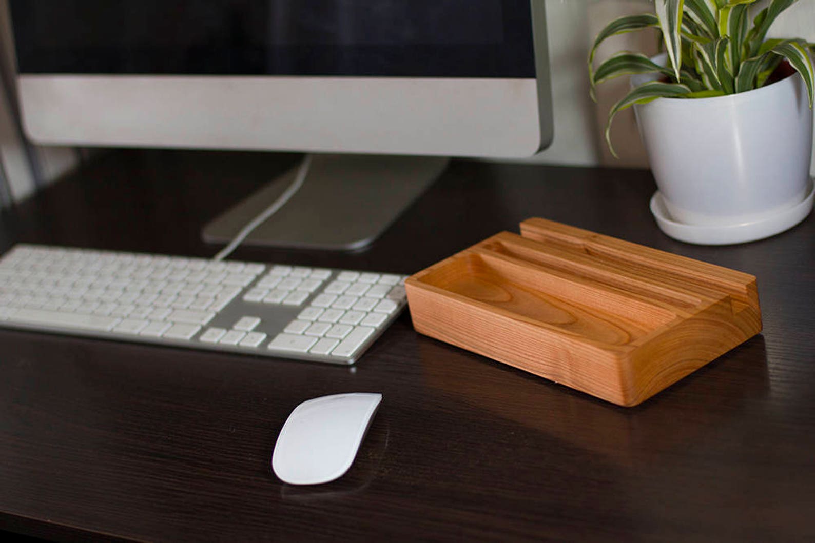 Cherry Wood Desk Organizer Mini Desktop Shelf Office & Home Etsy