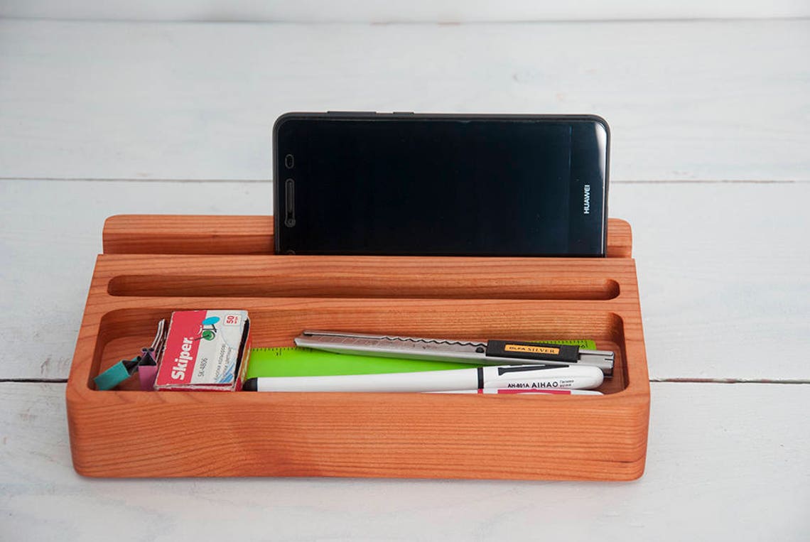 Cherry Wood Desk Organizer Mini Desktop Shelf Office & Home Etsy