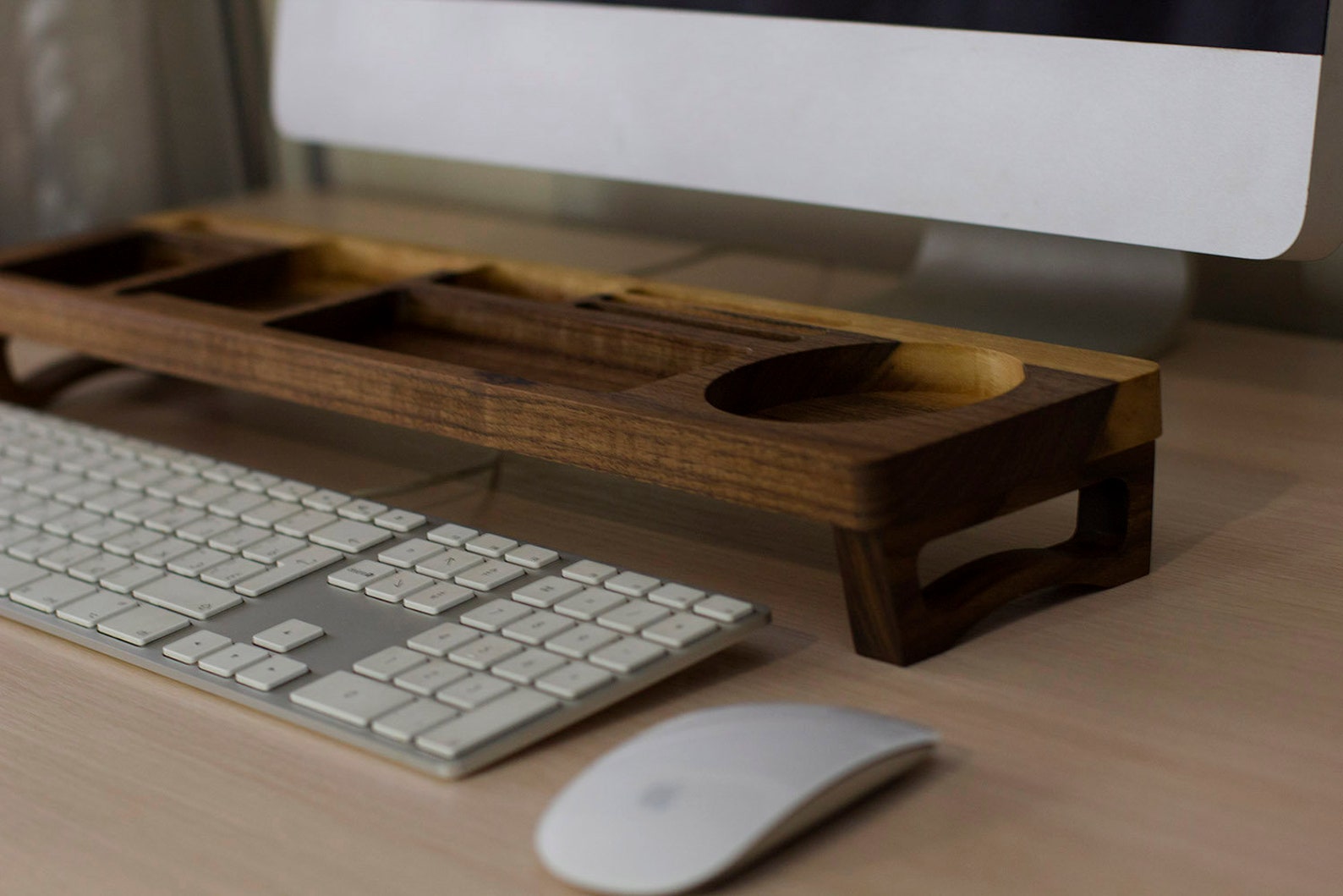Walnut Wood Desk Organizer Desk Accessories Personalized Etsy