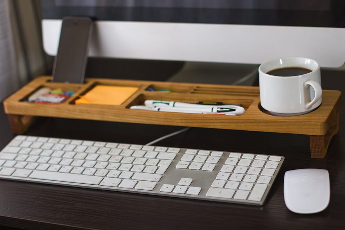 Cherry Wood Desk Organizer Office Desk Accessories Etsy Canada