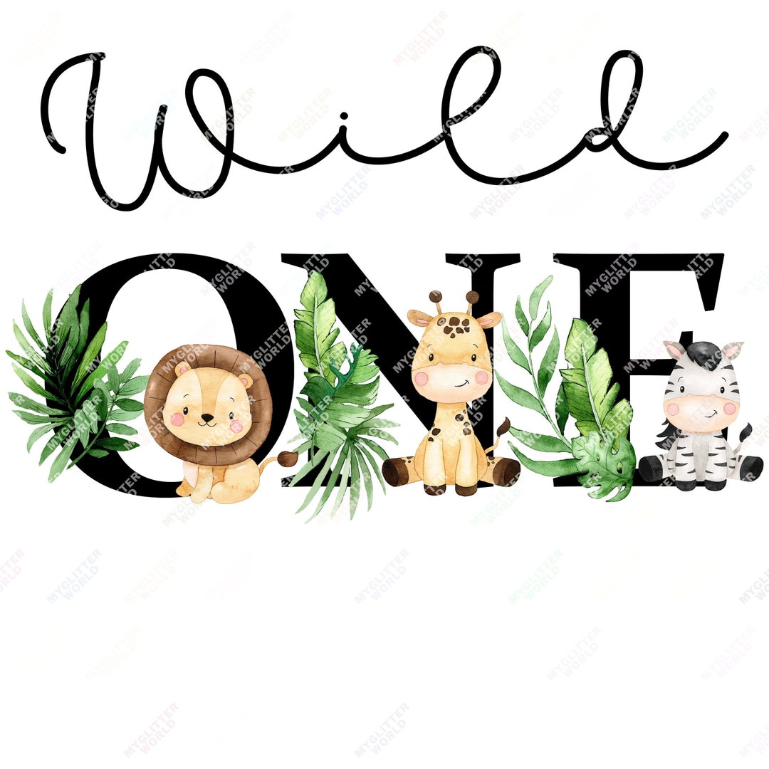 Wild One Safari Birthday PNG, Watercolor Safari Animals, T Shirt ...