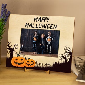 Personalized Picture Frame Happy Halloween Photo Frame 4x6 Pumpkin Pattern Printable Frame Halloween Decor Custom Frame Housewarming Gift